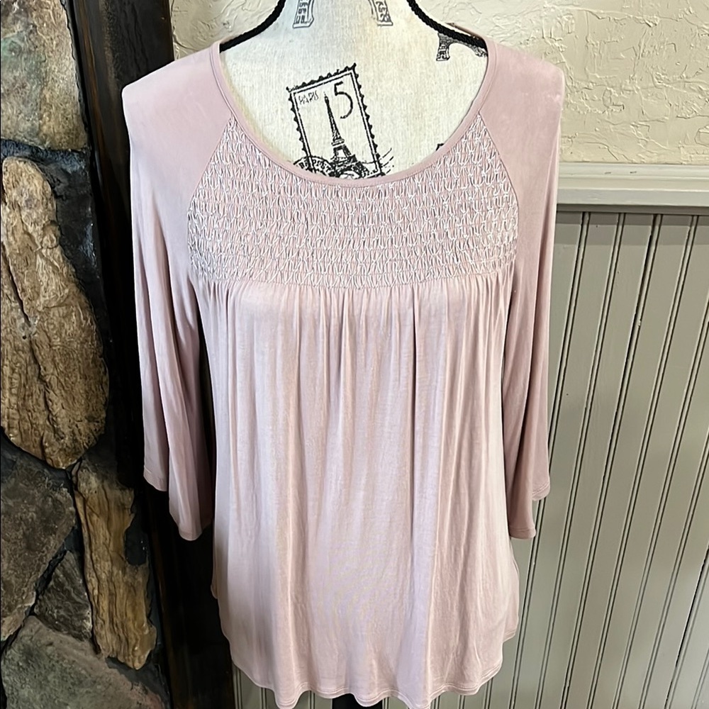 Old Navy Pink Smocked Blouse with Relaxed Fit